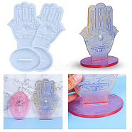 DIY Silicone Molds, Hamsa Hand Decoration Making, Resin Casting Molds, For UV Resin, Epoxy Resin Jewelry Making, White, 280x145x10mm(WG96804-01)