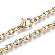 Brass Cable Chains Necklace Making, with Brass Lobster Clasps, Unwelded, Real 18K Gold Plated, 18.3 inch(46.5cm) long, link: 5.5x4x1mm, jump ring: 5x1mm, 3mm inner diameter(MAK-N034-004B-G)