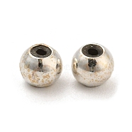 925 Sterling Silver Stopper Beads, with Rubber inside, Round, Silver, 4mm, Hole: 0.8mm(STER-I016-106B-S)