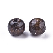 Dyed Wood Beads, Round, Lead Free, Coconut Brown, 16x15mm, Hole: 4mm(X-WOOD-Q006-16mm-06-LF)