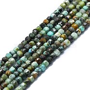 Natural African Turquoise(Jasper) Beads Strands, Faceted, Cube, 2x2x2mm, Hole: 0.6mm, about 182pcs/strand, 15.16''~15.55''(38.5~39.5cm)(G-P457-B01-43)