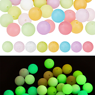 160Pcs 8 Colors Luminous Silicone Beads, Chewing Beads For Teethers, DIY Nursing Necklaces Making, Round, Mixed Color, 12x11.5mm, Hole: 2mm, 20pcs/color(SIL-CA0001-16)