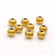 201 Stainless Steel Beads, Round, Golden, 8x7mm, Hole: 1.8mm(STAS-N090-JA720-8)