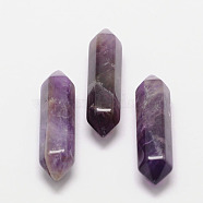 Faceted Natural Amethyst Beads, Healing Stones, Reiki Energy Balancing Meditation Therapy Wand, Double Terminated Point, for Wire Wrapped Pendants Making, No Hole/Undrilled, 32~35x9x9mm(G-K007-35mm-01)