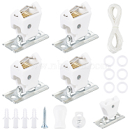 SUPERFINDINGS 2Pcs Plastic Iron Spring Cord Locks and 2Sets Window Blind Curtain Accessories, White, Locks: 22x18x13.5mm, Curtain Accessories: 13x2mm and 32x19mm(DIY-FH0004-37)
