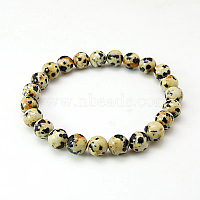 bracelets de jaspe dalmatien, avec cordon élastique, navajo blanc, 2 pouce (52 mm)
