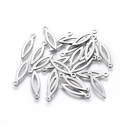 201 Stainless Steel Pendants, Horse Eye, Stainless Steel Color, 19.5x5.5x0.6mm, Hole: 1.2mm(STAS-L234-103P)