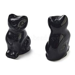 Natural Obsidian Carved Figurines, for Home Office Desktop Decoration, Cat, 10.5~13x16~18x21.5~23.5mm(DJEW-L023-B26)