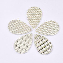 PU Leather Pendants, Imitation Woven Rattan Pattern, Teardrop, Pale Goldenrod, 57x37x2mm, Hole: 1.4mm(FIND-S300-39B-04)