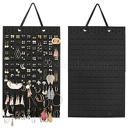 Felt Hanging Bag Dispaly for Earrings, Hanging Wall-Mounted Earring Storage Bag, Rectangle, Black, 57x35cm(PW-WGF81A7-01)