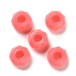Resin European Beads, Large Hole Beads, Faceted, Rondelle, Salmon, 13.5x8mm, Hole: 5.5mm(RESI-B020-06B)