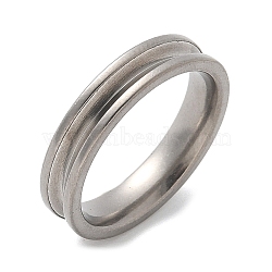 304 Stainless Steel Grooved Finger Ring Settings, Ring Core Blank, for Inlay Ring Jewelry Making, Stainless Steel Color, 4mm, Inner Diameter: 15.5mm(STAS-C117-13P)