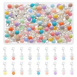 108Pcs 18 Colors Acrylic Pendant Decorations, with ABS Pearl Beads and Alloy Lobster Claw Clasps, Mixed Color, 33mm, 6pcs/color(HJEW-FH00005)