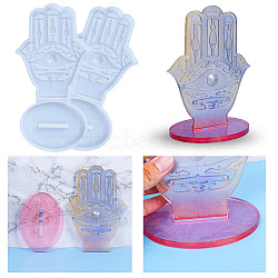 DIY Statue Silicone Molds, Hamsa Hand Decoration Making, Portrait Sculpture Resin Casting Molds, For UV Resin, Epoxy Resin Jewelry Making, White, 280x145x10mm(WG96804-01)