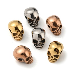 Unicraftale 6Pcs 3 ColorsVacuum Plating 304 Stainless Steel Beads, Skull, Mixed Color, 8x11x10mm, Hole: 2.5mm(STAS-UN0025-37)