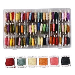 72 Cards 72 Colors 6-Ply Polyester Embroidery Floss, Cross Stitch Threads, Mixed Color, 0.5mm, about 8.75 Yards(8m)/card, 1 card/color(OCOR-K006-C01)