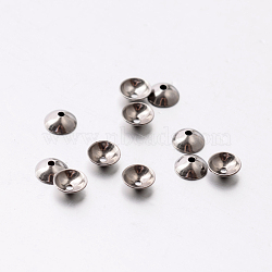 Tarnish Resistant Apetalous 201 Stainless Steel Bead Caps, Stainless Steel Color, 4x1.5mm, Hole: 0.5mm(STAS-E080-04)