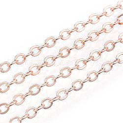 Brass Cable Chains, Soldered, with Spool, Flat Oval, Rose Gold, 2x1.8x0.2mm, about 9.84 Feet(3m)/Roll(CHC-T008-08RG)