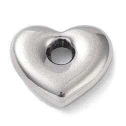 304 Stainless Steel Spacer Beads, Heart, Stainless Steel Color, 15.5x17.5x4.5mm, Hole: 3.5mm(STAS-A088-02P)
