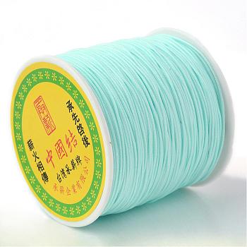 Braided Nylon Thread, Chinese Knotting Cord Beading Cord for Beading Jewelry Making, Pale Turquoise, 0.5mm, about 150yards/roll
