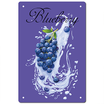 Rectangle Metal Iron Sign Poster, for Home Wall Decoration, Grape Pattern, 300x200x0.5mm
