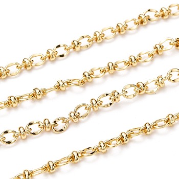 3.28 Feet Handmade Brass Oval Link Chains, Long-lasting Plated, Unwelded, Golden, 5.5x3.5x0.3mm and 6x4mm