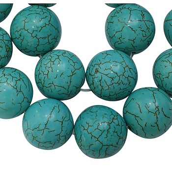 Synthetical Howlite Beads, Dyed, Round, Turquoise, 20mm, Hole: 1.5mm