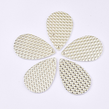 PU Leather Pendants, Imitation Woven Rattan Pattern, Teardrop, Pale Goldenrod, 57x37x2mm, Hole: 1.4mm