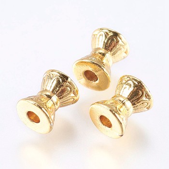 Alloy Beads, Real 18K Gold Plated, Bicone, Golden, 7x6mm, Hole: 2mm