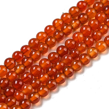 Natural Carnelian Beads Strands, Dyed, Round, 3mm, Hole: 0.5mm, about 130pcs/strand, 16.3 inch