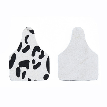 Eco-Friendly Cowhide Leather Big Pendants, Bottle with Leopard Print Pattern, White, 51x38x1.5mm, Hole: 1.4mm