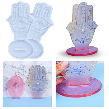 DIY Silicone Molds, Hamsa Hand Decoration Making, Resin Casting Molds, For UV Resin, Epoxy Resin Jewelry Making, White, 280x145x10mm