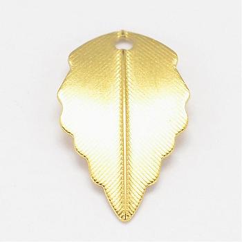 Brass Pendants, Cadmium Free & Nickel Free & Lead Free, Leaf, Raw(Unplated), 17x10x2mm, Hole: 1mm