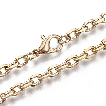Brass Cable Chains Necklace Making, with Brass Lobster Clasps, Unwelded, Real 18K Gold Plated, 18.3 inch(46.5cm) long, link: 5.5x4x1mm, jump ring: 5x1mm, 3mm inner diameter
