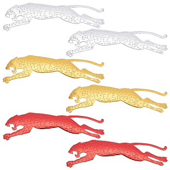 SUPERFINDINGS 6 Sheets 3 Colors Waterproof Plastic Wall Stickers, with Adhesive Tape, For Car Decorations, Leopard, Mixed Color, 17.6x6.2x0.09cm, 2 sheets/color