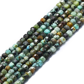 Natural African Turquoise(Jasper) Beads Strands, Faceted, Cube, 2x2x2mm, Hole: 0.6mm, about 182pcs/strand, 15.16''~15.55''(38.5~39.5cm)