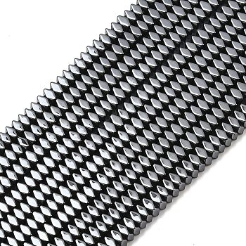 Electroplate Non-magnetic Synthetic Hematite Beads Strands, Square, Faceted, Black, 4x2mm, Hole: 1mm, about: 106pcs/strand, 15.7 inch