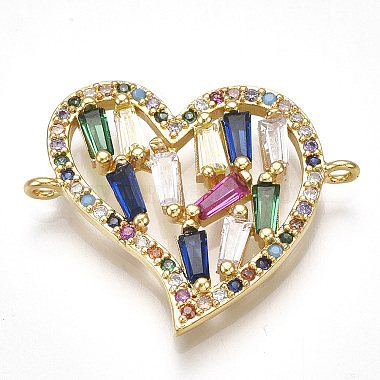 24mm Colorful Heart Brass+Cubic Zirconia Links
