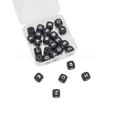 Black Cube Silicone Beads