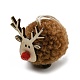 Décoration pendentif boule de cerf en peluche et bois sur le thème de noël(HJEW-E008-01D)-1