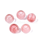 Cherry Quartz Glass European Beads, Smooth Round, Large Hole Beads, 10x8.5mm, Hole: 4mm(G-Q607-02D)