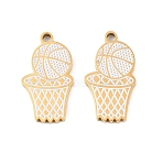 304 Stainless Steel Enamel Pendants, Golden, Basketball Charms, 20x11x1.5mm, Hole: 1.6mm(STAS-Z190-07G-04)