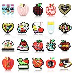 20Pcs 20 Styles Study/Teacher's Day Theme Food Grade Silicone Focal Beads, Mixed Shapes, 22~34x16.5~31x7~9mm, Hole: 2~3mm, 1pc/style(SIL-CJ0001-41)