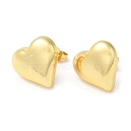 Rack Plating Brass Heart Stud Earrings, Real 18K Gold Plated, 14.5x15.5mm(X-EJEW-Q766-02G)