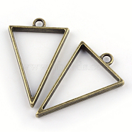 Rack Plating Alloy Triangle Open Back Bezel Pendants, For DIY UV Resin, Epoxy Resin, Pressed Flower Jewelry, Cadmium Free & Nickel Free & Lead Free, Antique Bronze, 39x25x3.5mm, Hole: 3mm(PALLOY-S047-09F-FF)