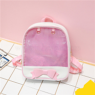 Cute Bowknot PU Leather Backpacks, with Clear Window, for Women Girls, Pearl Pink, 31x27x10cm(ZXFQ-PW0001-025A)