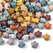 Spray Painted Opaque Acrylic Beads, Star, Mixed Color, 8.5x9.5x5mm, Hole: 2mm, 50g/bag(MACR-YW0001-99)