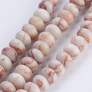 Natural Red Line Jasper Beads Strands, Rondelle, 8x5~5.5mm, Hole: 0.8mm, about 70pcs/strand, 14.8 inch(37.5cm)(G-P354-15-8x5mm)