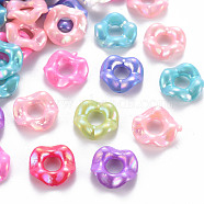 Opaque Acrylic Beads, Dyed, AB Color, Doughnut, Mixed Color, 12.5x4mm, Hole: 4.5mm(X-TACR-S153-33I)