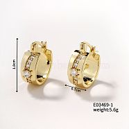 Shiny Hoop Earrings with Micro-inlaid Diamonds, Sweet and Luxurious, Golden, 18x7mm(EO1753-4)